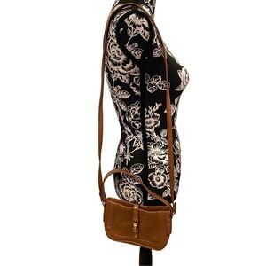 Brown Faux Leather Crossbody Shoulder Bag Purse Boho Bohemian Classic Business